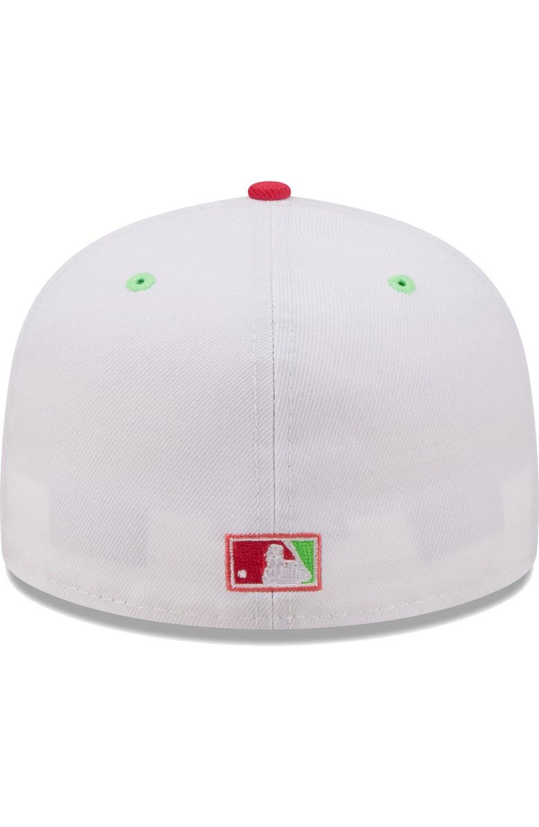 New Era Men's New Era White/Coral Los Angeles Angels 50th Anniversary Strawberry Lolli 59FIFTY Fitted Hat, Alternate, color, 