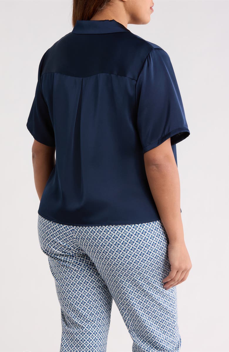 Liverpool Los Angeles Satin Camp Shirt, Alternate, color, Dark Navy