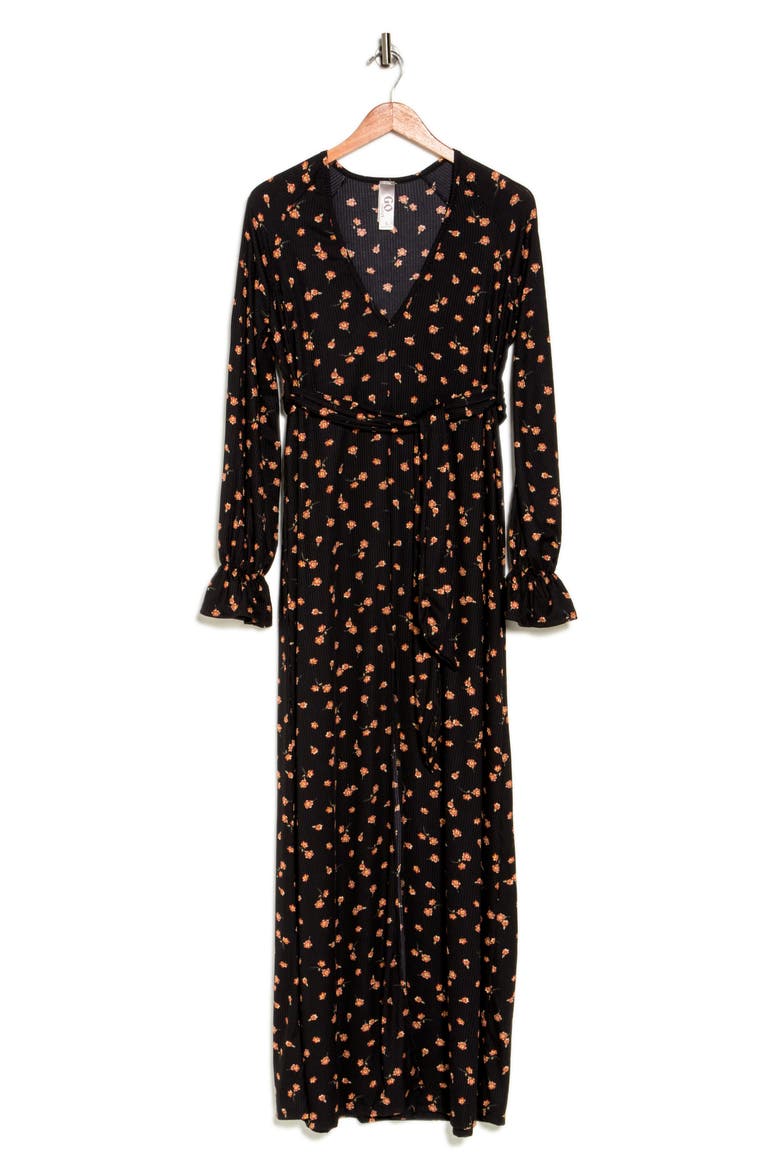 Ruffle Cuff Long Sleeve Maxi Dress, Alternate, color, MULTI FLORAL PRINT