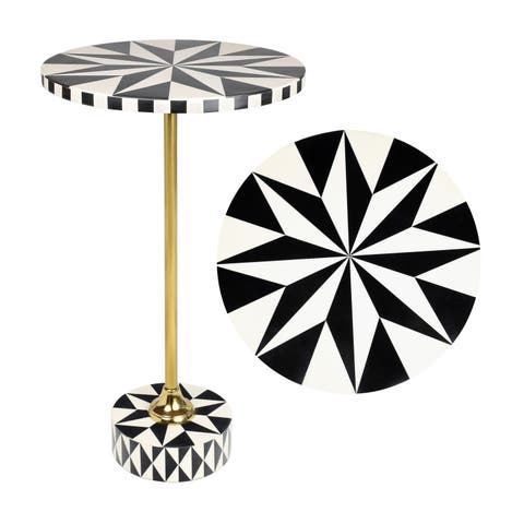 Calix Art Deco Metal/Resin Geometric Star Round Drink Table