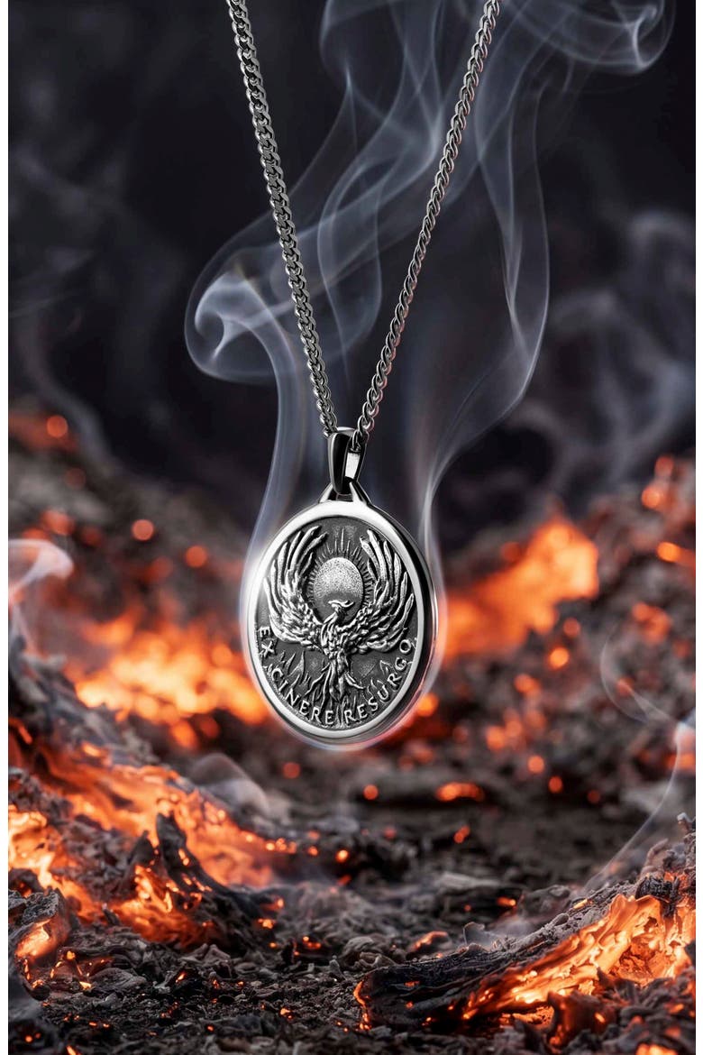 Phoenix Pendant Necklace, Alternate, color, SILVER