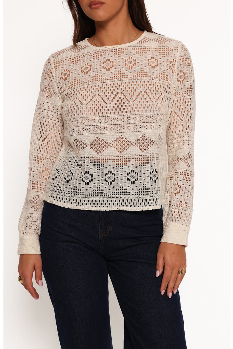 Maddot Mixed Lace Long Sleeve Top, Main, color, CREAM
