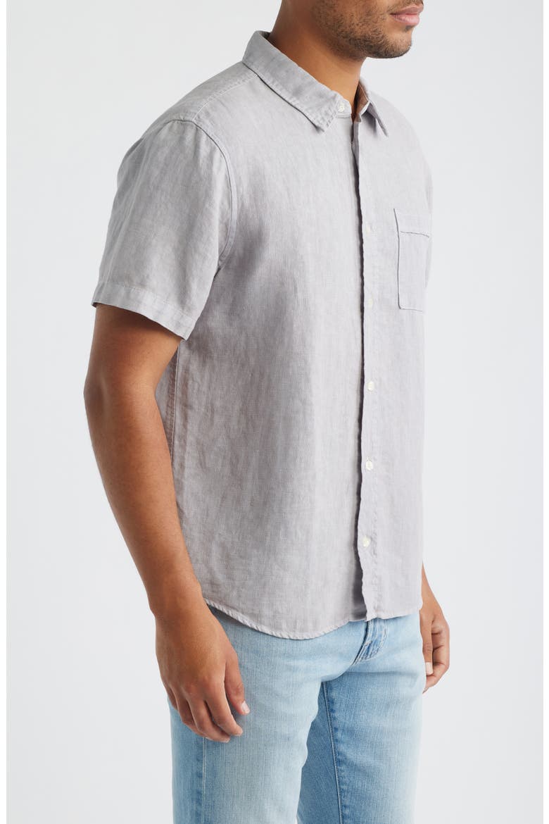 Cairo Short Sleeve Linen Button-Up Shirt, Alternate, color, STONE GREY LIGHT GREY