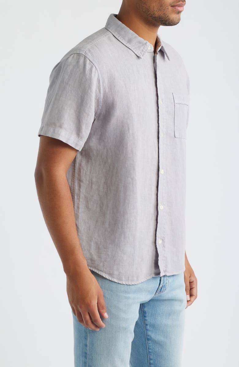 Citizens of Humanity Cairo Short Sleeve Linen Button-Up Shirt, Alternate, color, Stone Grey Light Grey