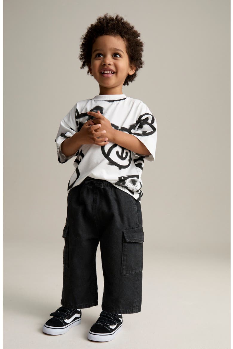 Kids' Wide Leg Cargo Jeans, Alternate, color, BLACK