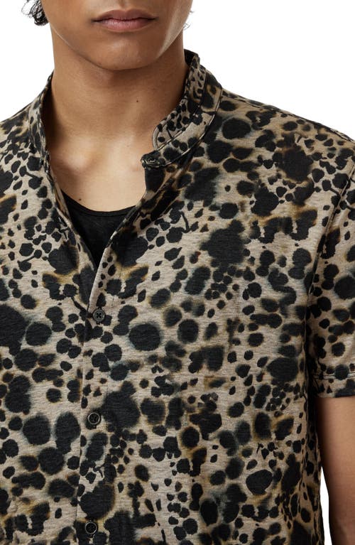 John Varvatos Marini Leopard Print Short Sleeve Button-up Shirt In Animal Print