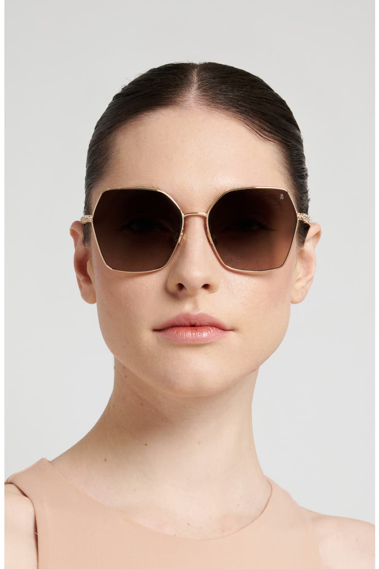 60mm Gradient Square Sunglasses, Alternate, color, GOLD/ BROWN SF