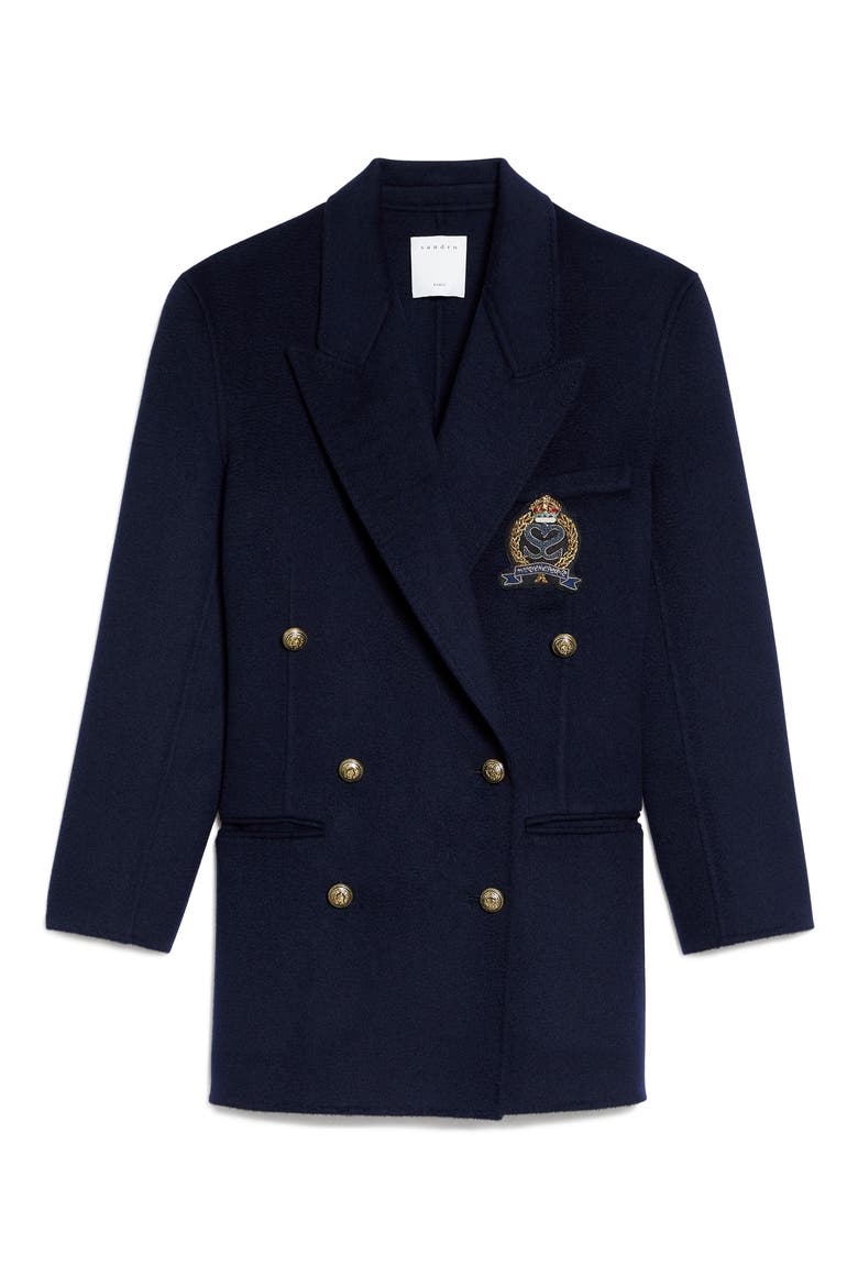 Double Breasted Wool Blazer, Main, color, NAVY BLUE
