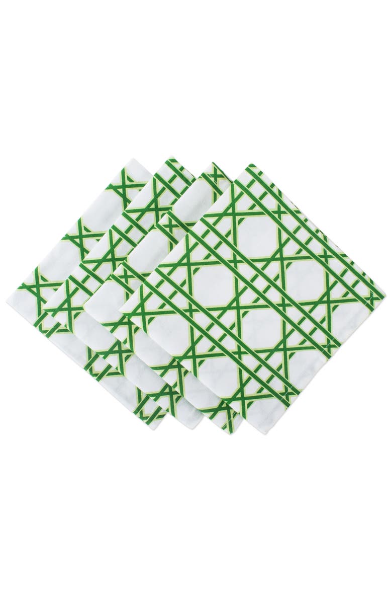 Cane Print Napkin Set/4, Main, color, Green Cane