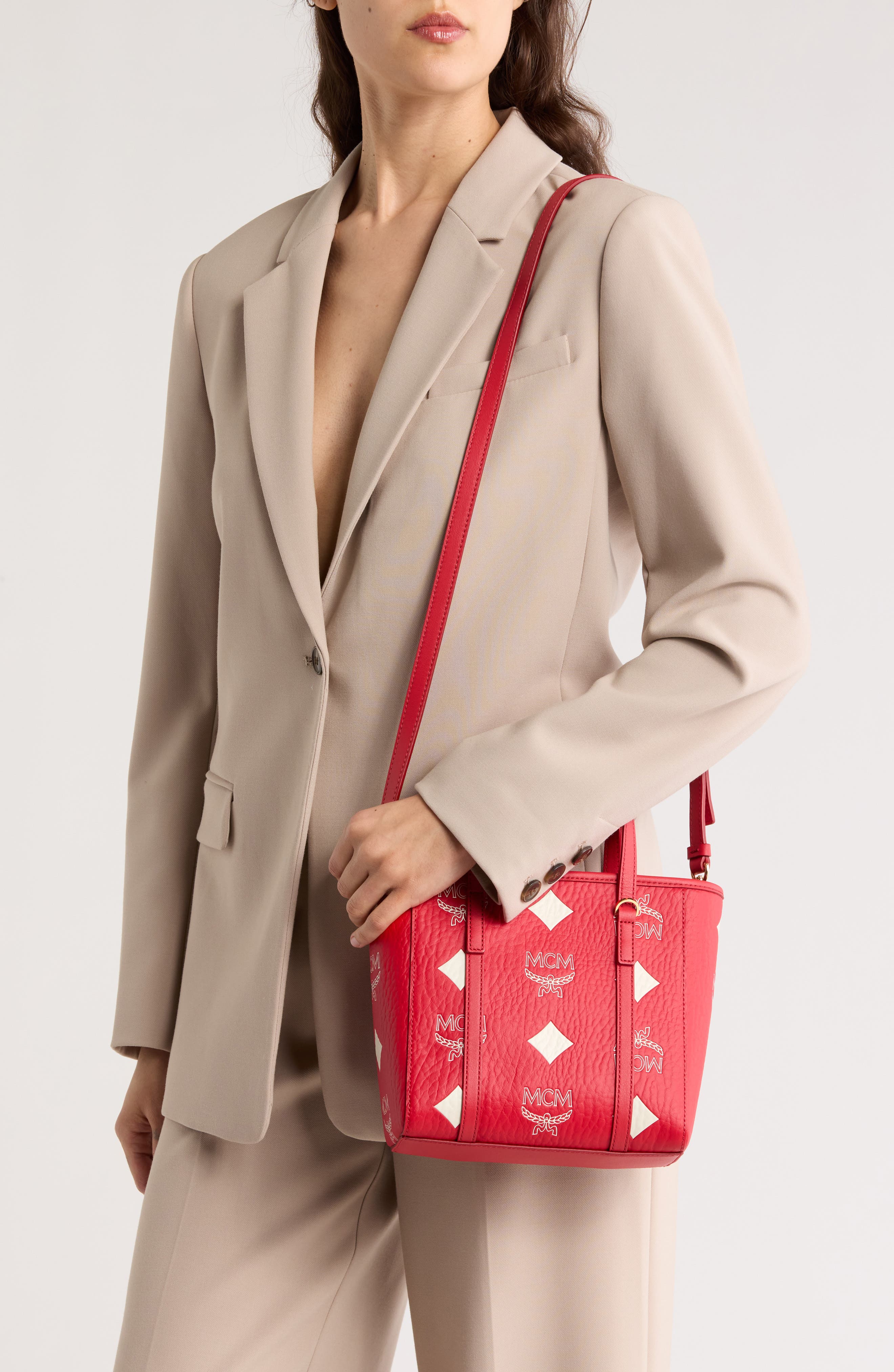 MCM Toni VI Mini Shopper Tote Bag, Alternate, color, 