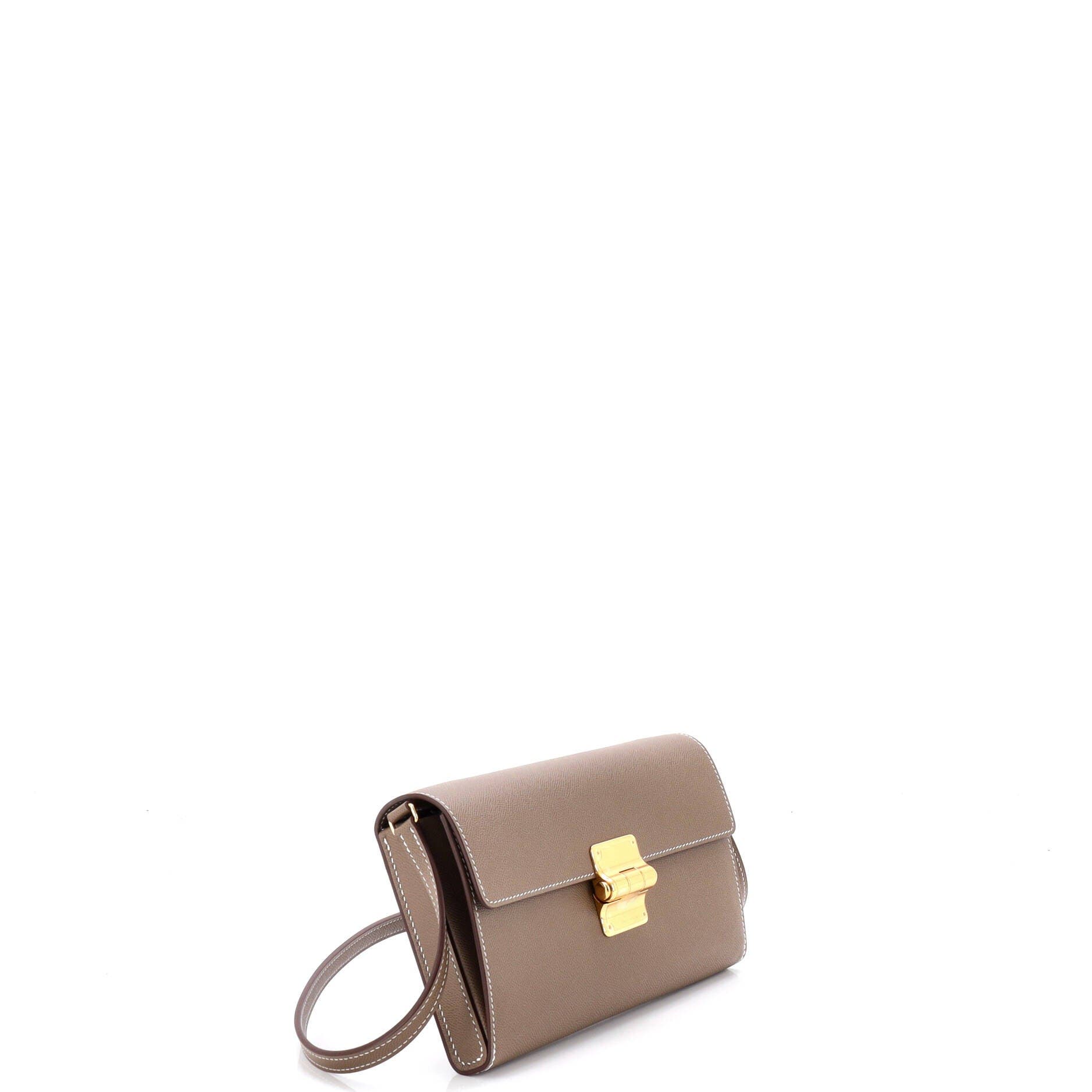 Pre-Owned Hermes Charniere To Go Pouch Madame, Alternate, color, Etoupe