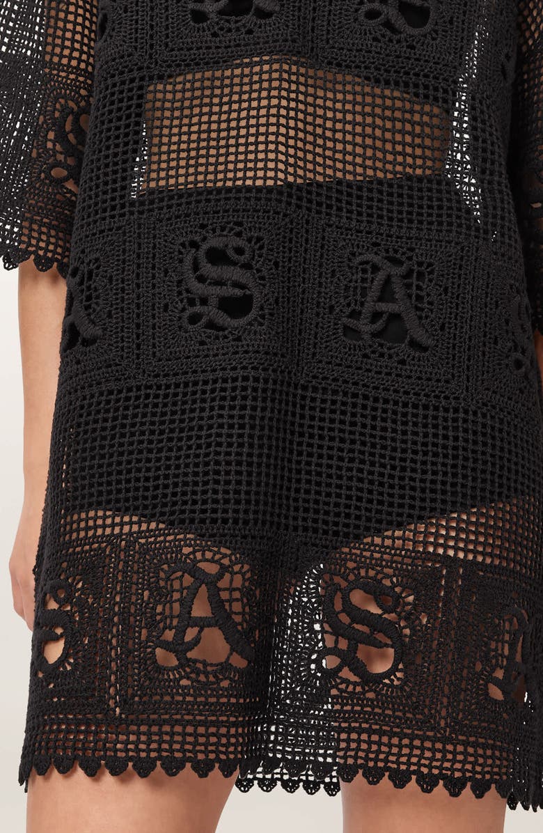 AllSaints Kyra Mesh Cover-Up Dress, Alternate, color, Black