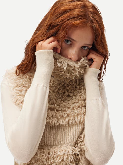 Gobi Mongolian Cashmere Organic Color Loop-stitch Gilet In Warm Grey