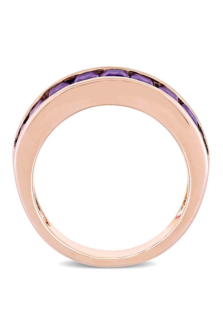 Rose Gold Plated Channel Set Baguette Cut Amethyst Ring, Alternate, color, PURPLE