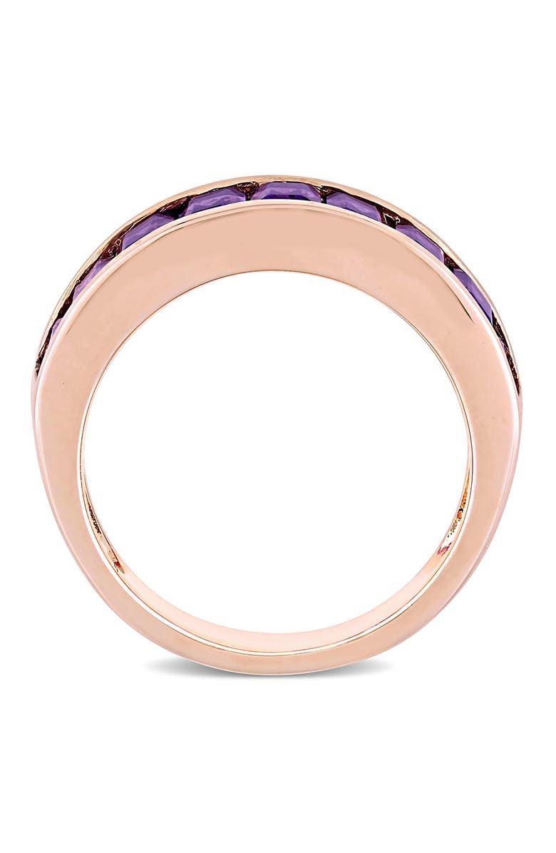 DELMAR Rose Gold Plated Channel Set Baguette Cut Amethyst Ring, Alternate, color, Purple