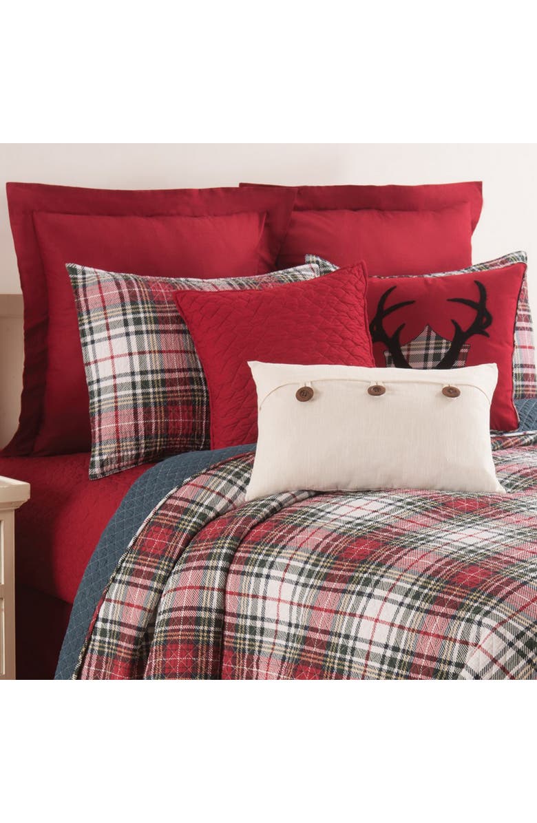 C&F Home Antler Mount Motif Fall & Christmas Accent Pillow 18" x 18", Alternate, color, Red