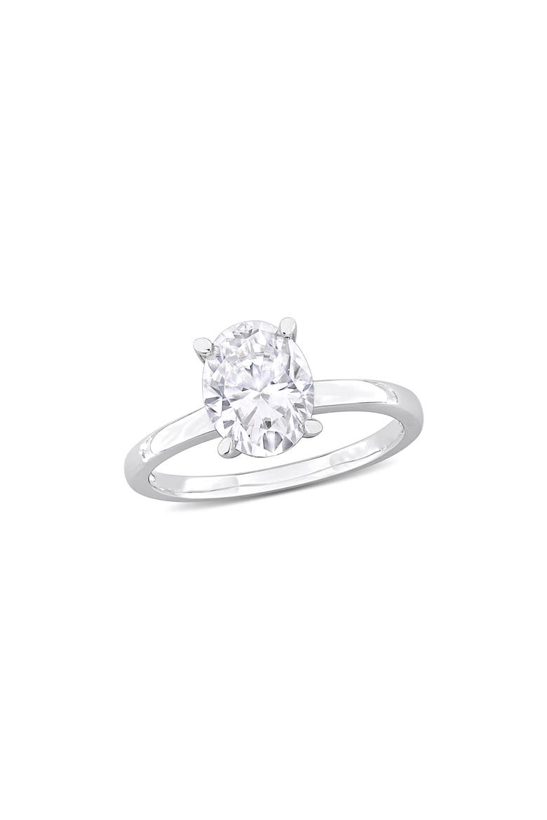 Sterling Silver Oval Moissanite Solitaire Ring, Main, color, WHITE SILVER
