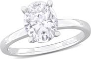 DELMAR Sterling Silver Oval Moissanite Solitaire Ring