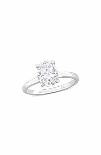 DELMAR Sterling Silver Oval Moissanite Solitaire Ring