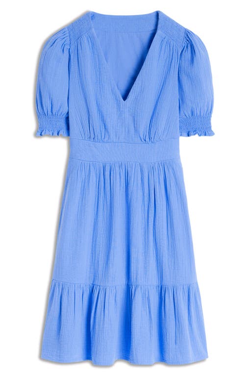 Shop Boden Anna Double Cloth Puff Sleeve Dress In Ocean Blue
