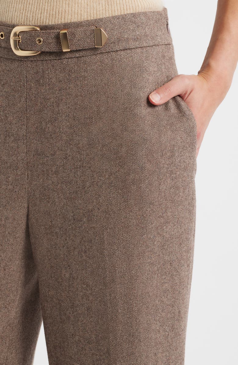 Elie Tahari The Brianne Belted Straight Leg Pants, Alternate, color, Brown/ French Beige