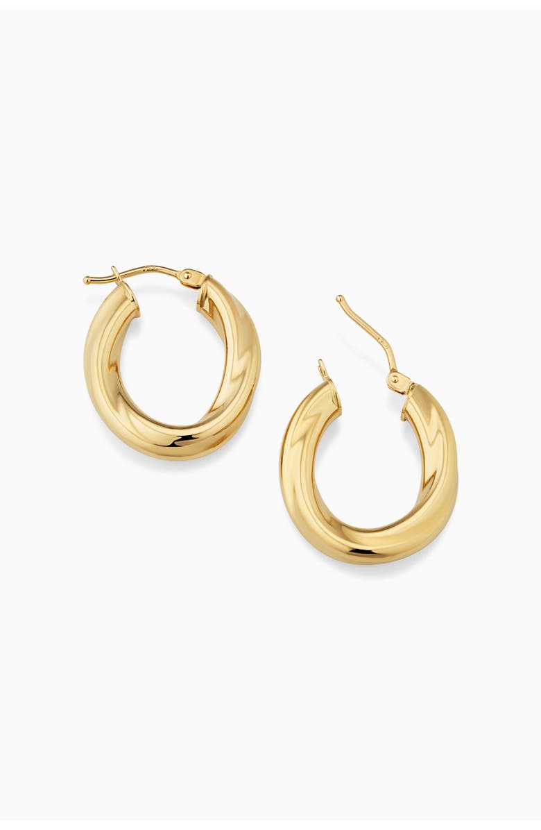 Oradina 18K Yellow Gold Goddess Small Oval Hoops, Alternate, color, 