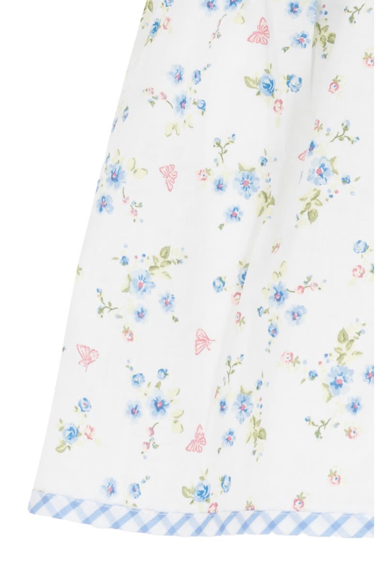 Check Peter Pan Collar Floral Babydoll Dress & Bloomers, Alternate, color, BLUE