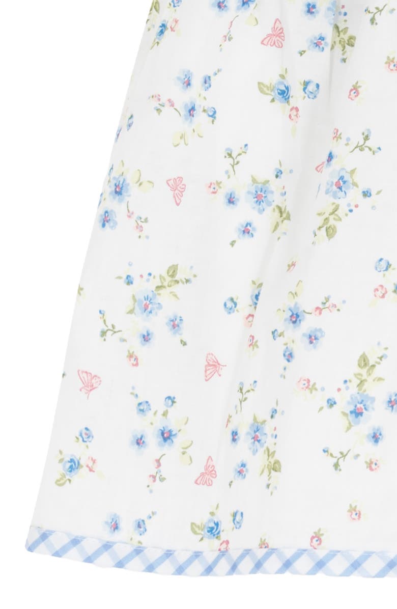 Rare Editions Check Peter Pan Collar Floral Babydoll Dress & Bloomers, Alternate, color, Blue