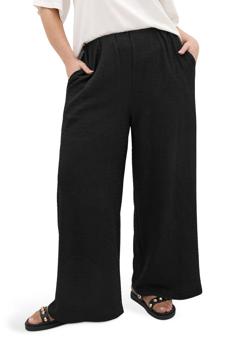 Brianna Smocked Wide Leg Pants, Main, color, BLACK
