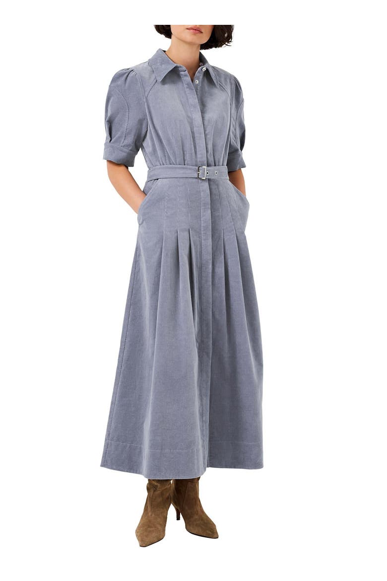 Corduroy Belted Midi Dress, Alternate, color, Blue