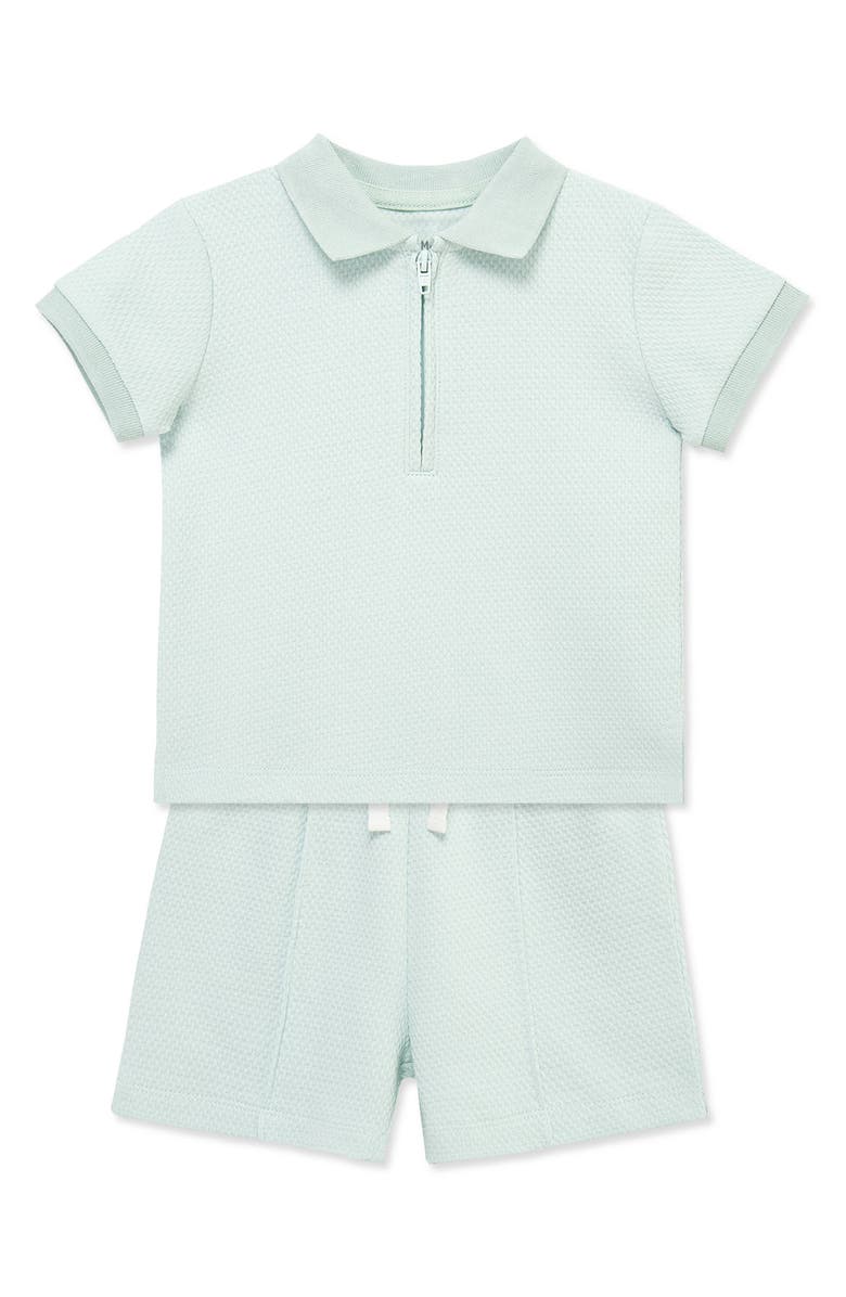 Little Me Organic Cotton Polo & Shorts Set, Alternate, color, Green