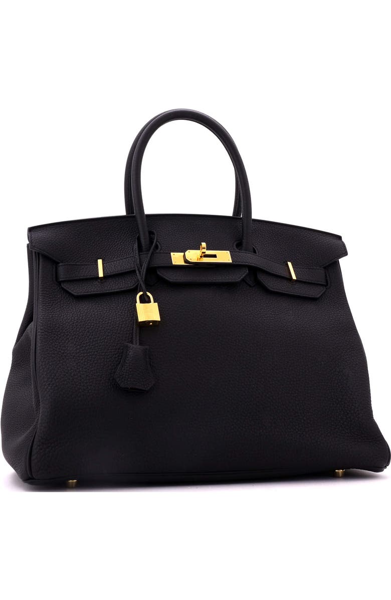 Pre-Owned Hermes Birkin Handbag Black Clemence with Gold Hardware 35, Alternate, color, Noir