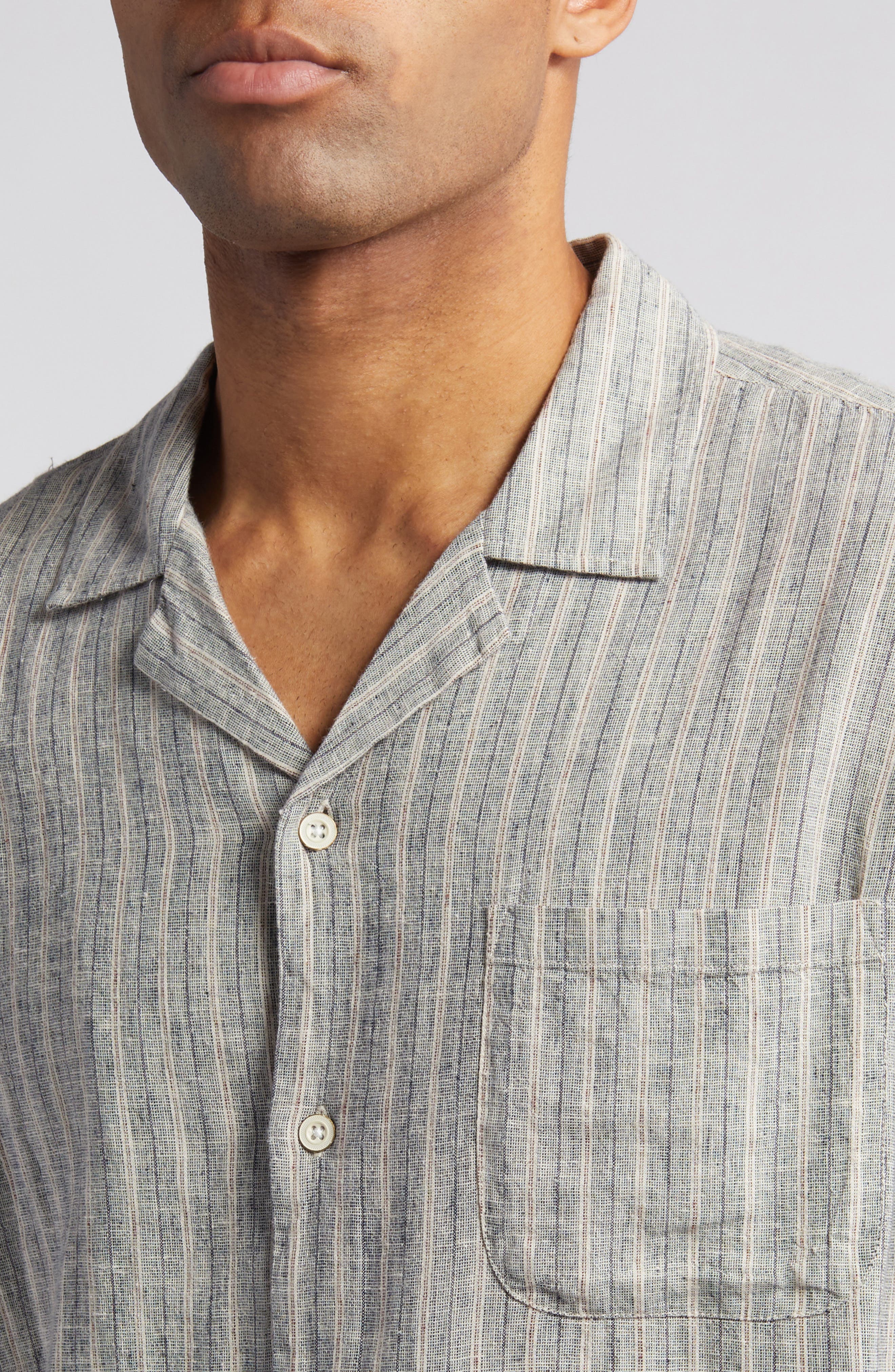 Waimea Stripe Short Sleeve Linen Blend Camp Shirt - image 2