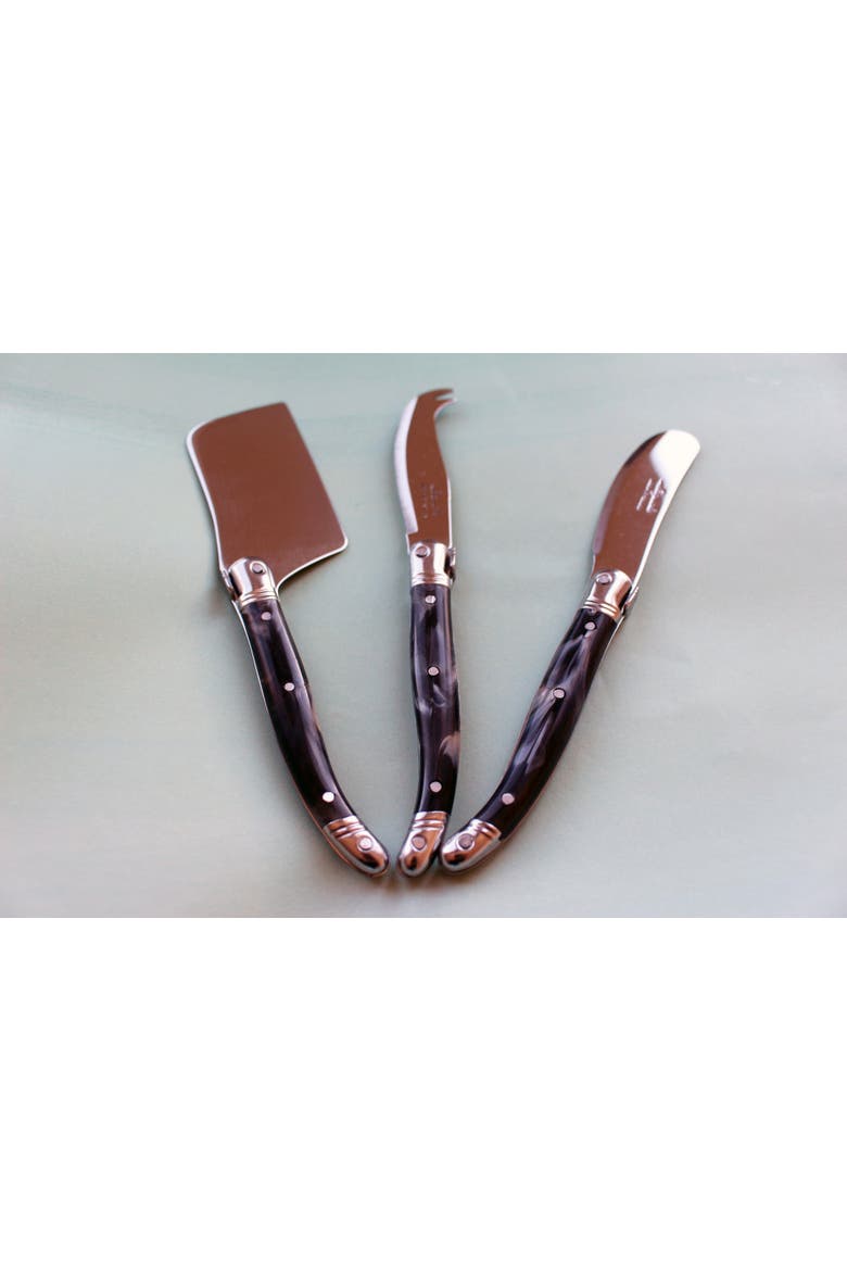 3 Piece Mini Cheese Utensil Set in Kraft Paper Box, Alternate, color, Black Marble