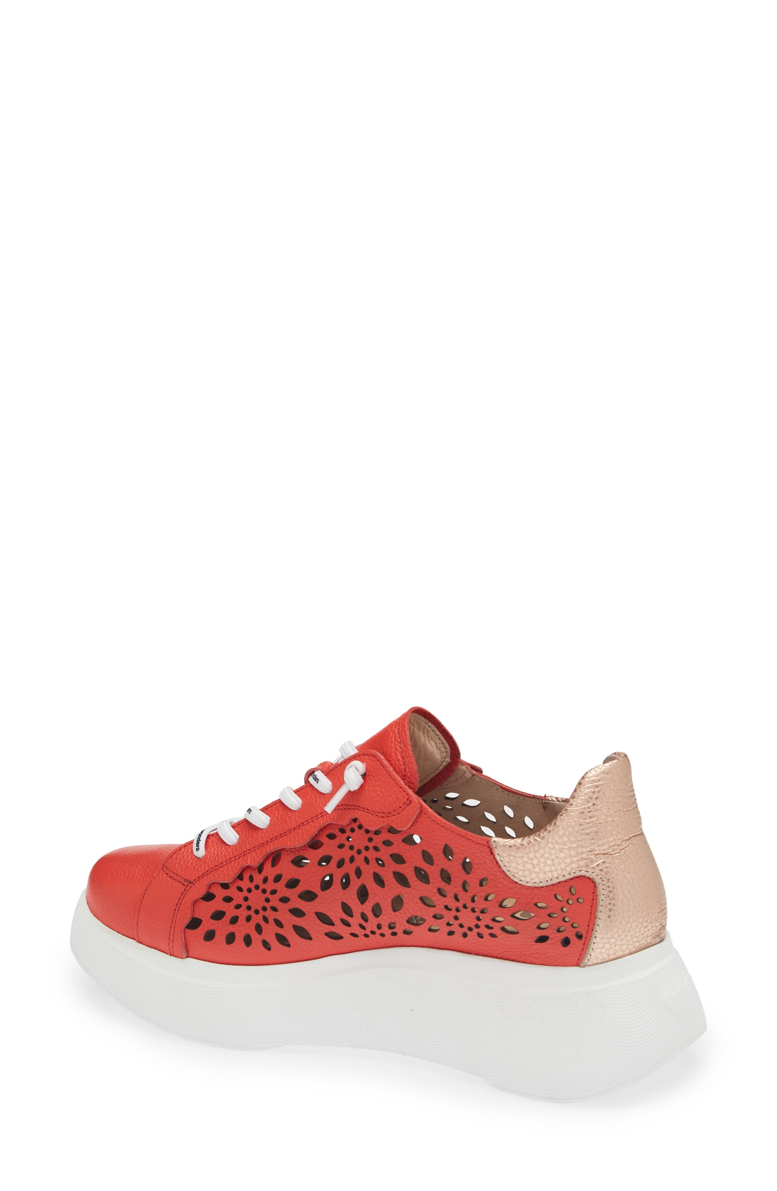 Wonders Laser Cutout Platform Sneaker, Alternate, color, Flame/ Rame
