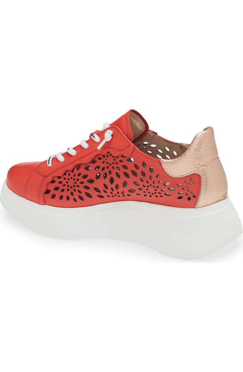 Wonders Laser Cutout Platform Sneaker, Alternate, color, Flame/ Rame