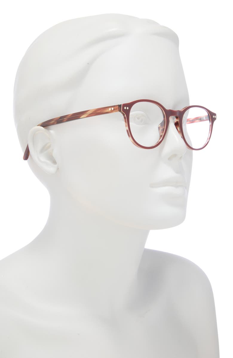 KIMEZE 48mm Round Optical Glasses, Alternate, color, Burgundy Transparent