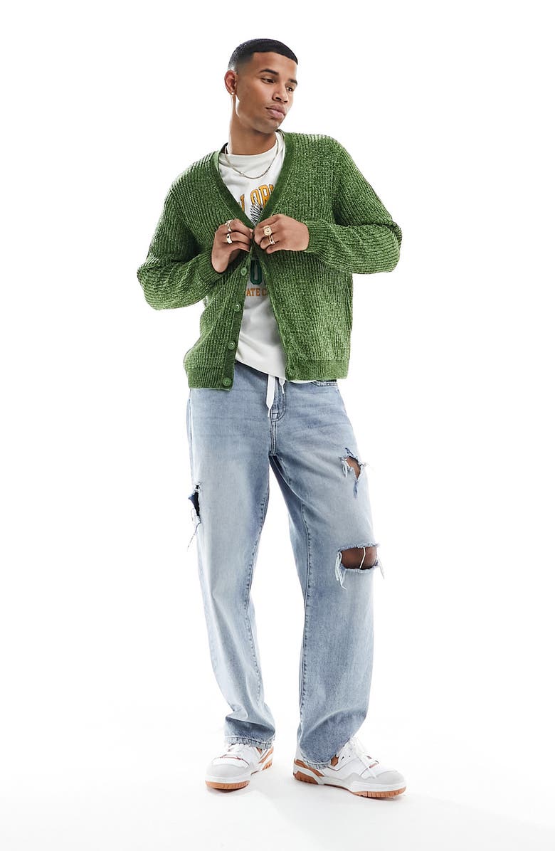 ASOS DESIGN Relaxed Chenille Cardigan, Alternate, color,