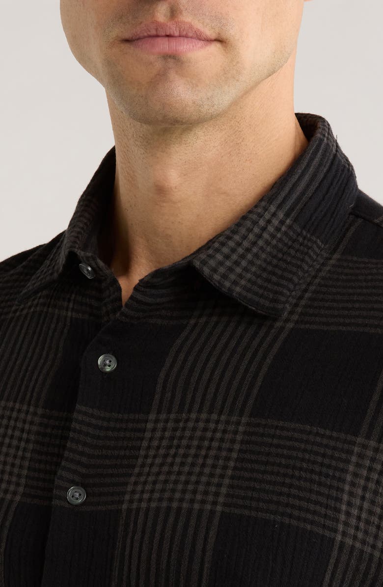 John Varvatos Luca Plaid Button-Up Shirt, Alternate, color, Black