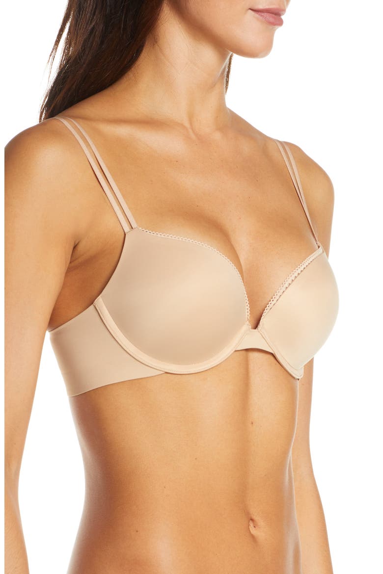 Liquid Touch Underwire Push-Up Plunge Bra, Alternate, color, BARE