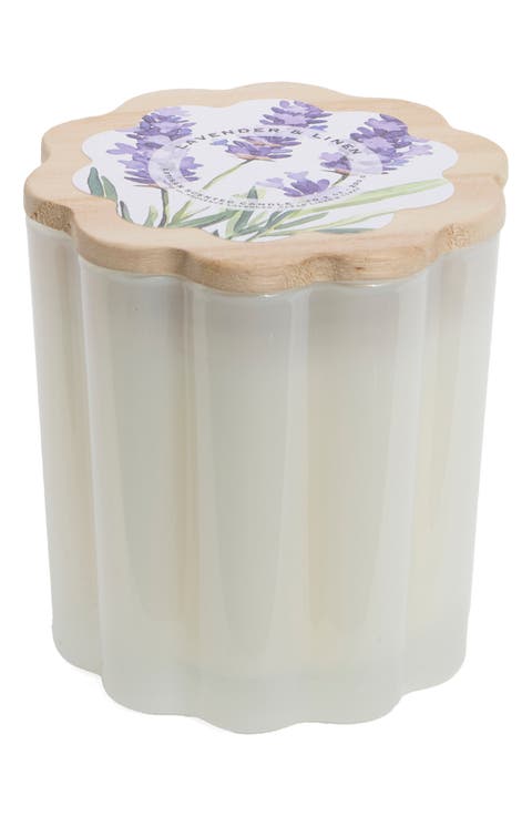 Lavender & Linen Milkglass Flower Candle