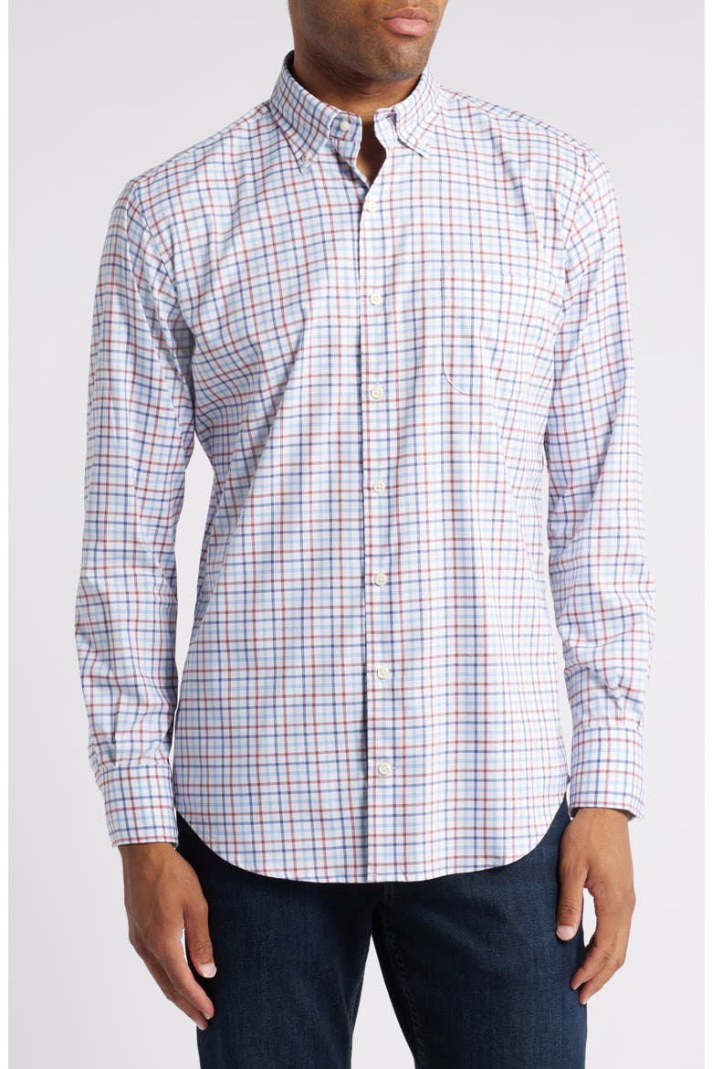 Calgary Crown Lite Check Stretch Button-Down Shirt, Main, color, BURNT ORANGE