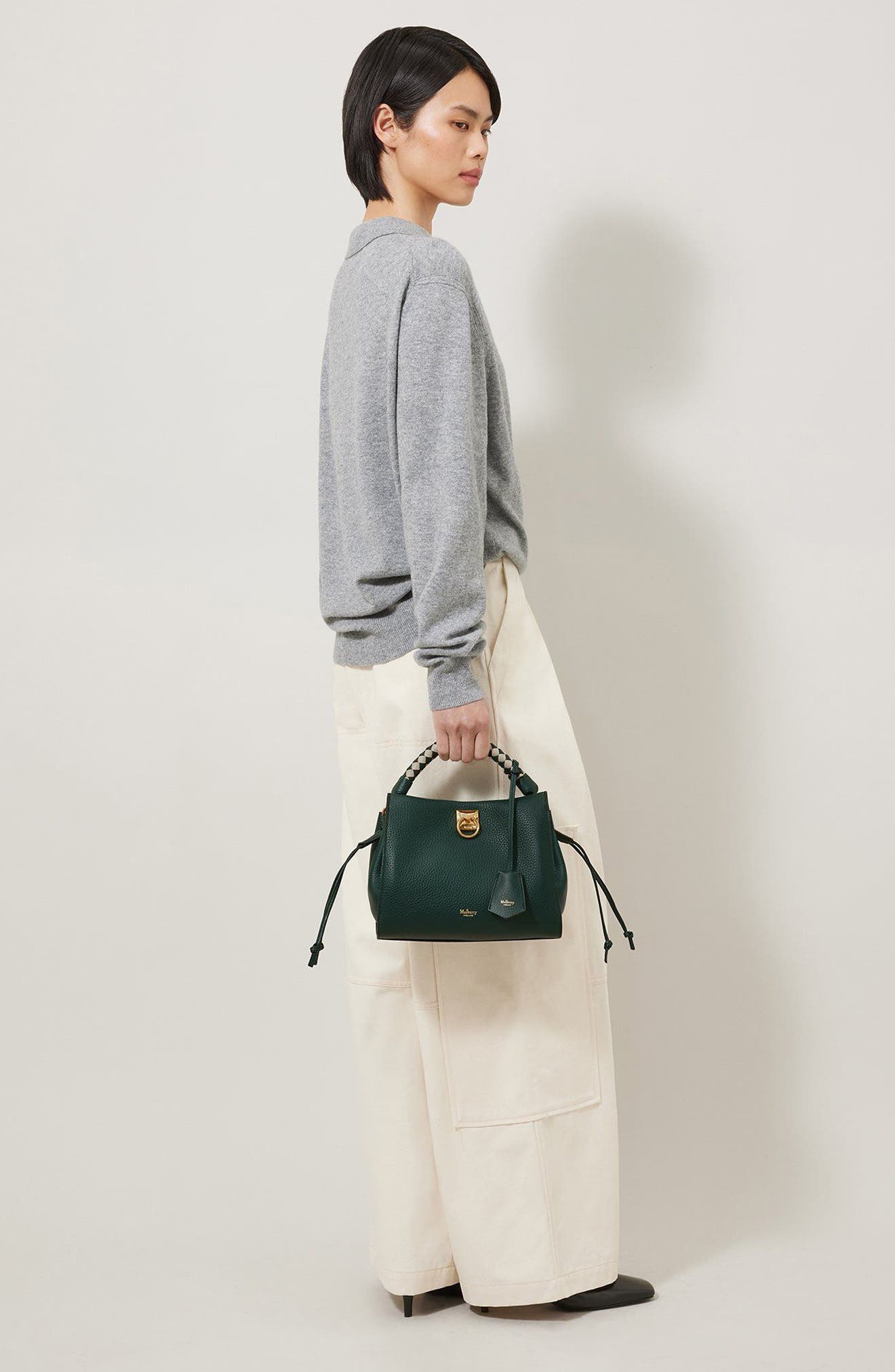 Mulberry Small Iris Leather Top Handle Bag, Alternate, color, Mulberry Green