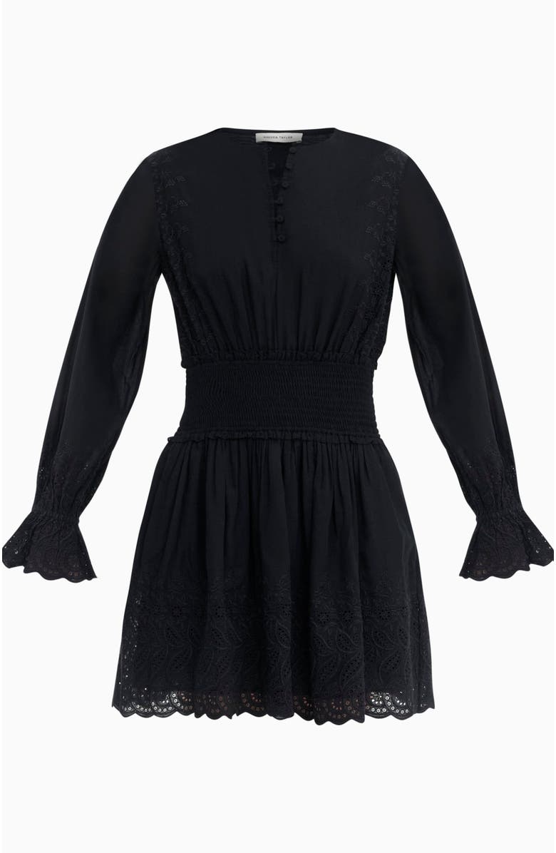 Rebecca Taylor Sabine Mini Dress, Alternate, color, Jet Black