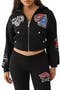 Front Zip Cotton Blend Crop Hoodie