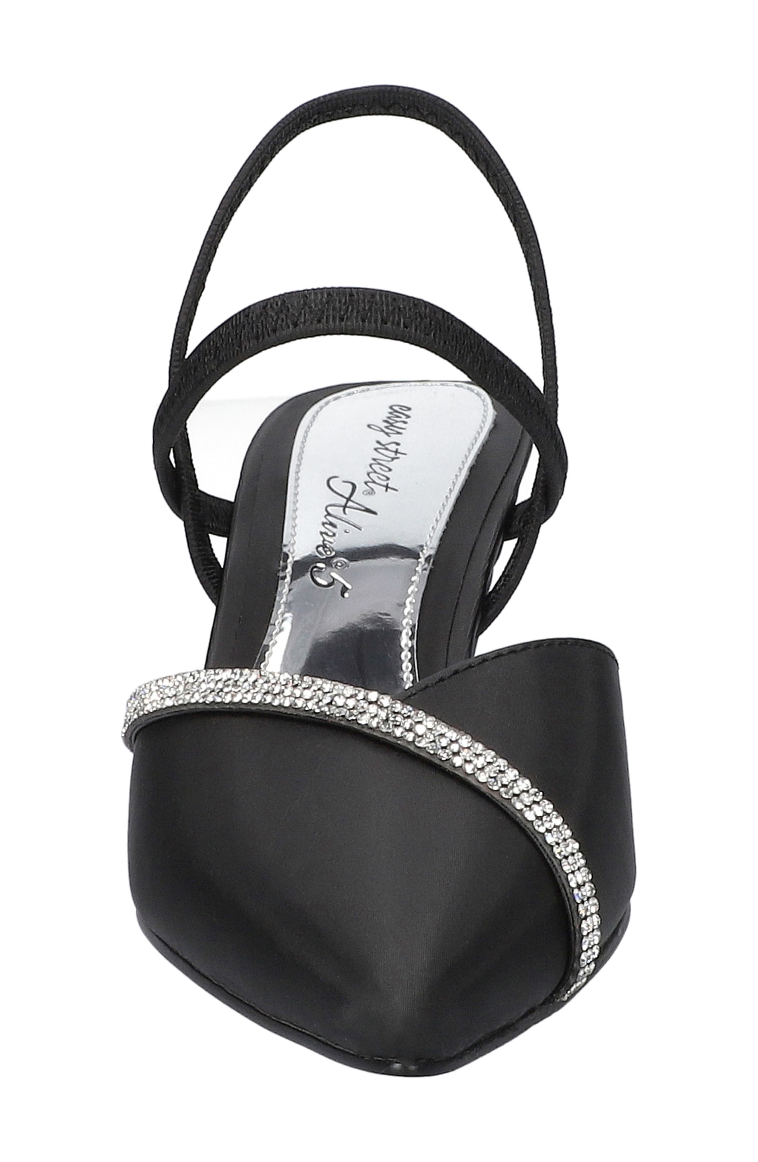 EASY STREET Unna Kitten Heel Pump, Alternate, color, Black Satin With Stones