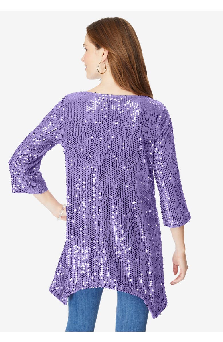 Roaman's Handkerchief Hem Sequin Tunic, Alternate, color, Sparkling Champagne