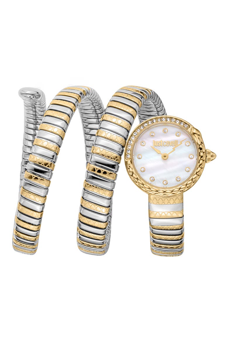 Coiled Snake Bracelet Watch, 23mm, Main, color, TWO TONE SILVER / GOLD