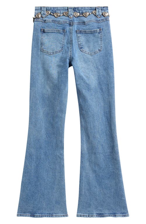 Tractr Kids' Western Flare Leg Jeans With Chain Belt In Blue