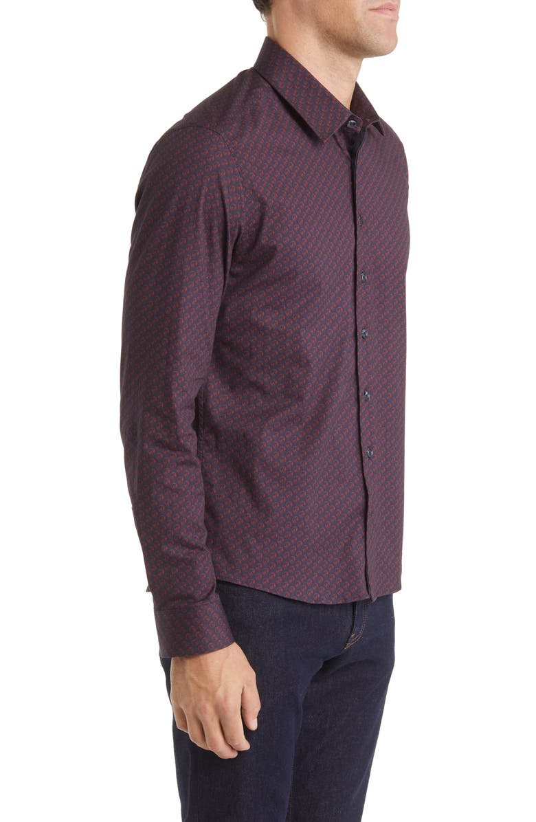 Stone Rose Skull Print Stretch Woven Button-Up Shirt, Alternate, color, 